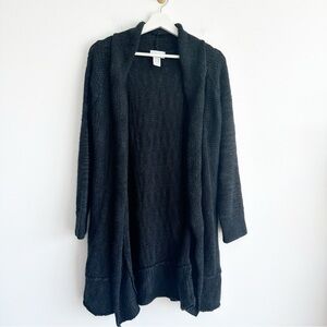 Soft Surroundings Cardigan Sweater Open Front Dark Grey Wool Mohair Medium